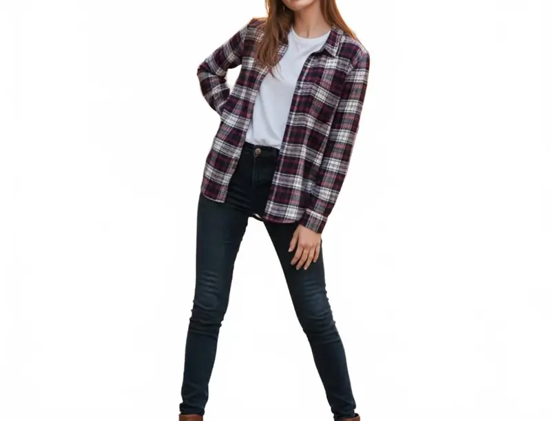 Plaid Shirt In Burgundy And White 1