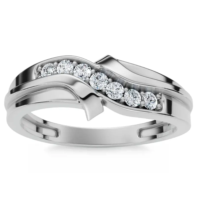 Platinum 1/4Ct Diamond Mens Wedding Ring 1