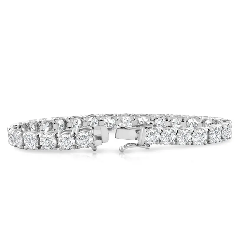 Platinum 12.58Ct Lab Grown Diamond Tennis Bracelet 7" Double Lock Clasp 1