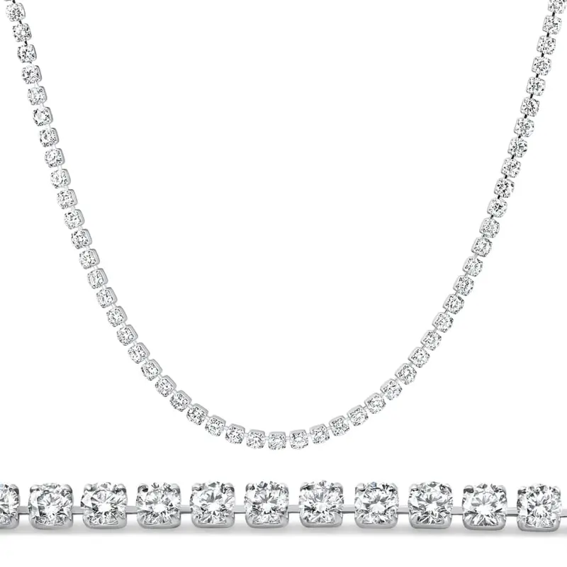 Platinum 15 3/4Ct Diamond Tennis Necklace Lab Grown 17" Size: Medium 1