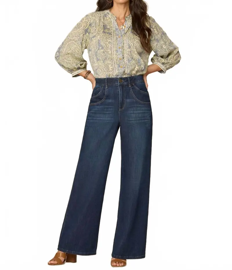 Pleated Button Down Blouson Sleeve Stand Collar Woven Top In Multicolor 1