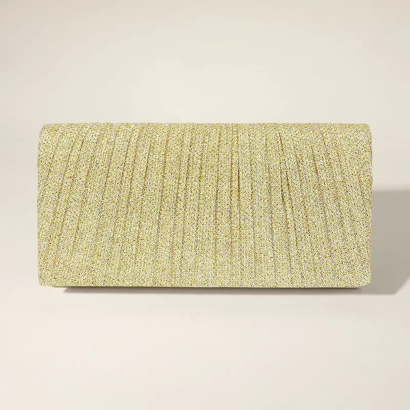 Pleated Shimmery Evening Clutch Crossbody Bag 1