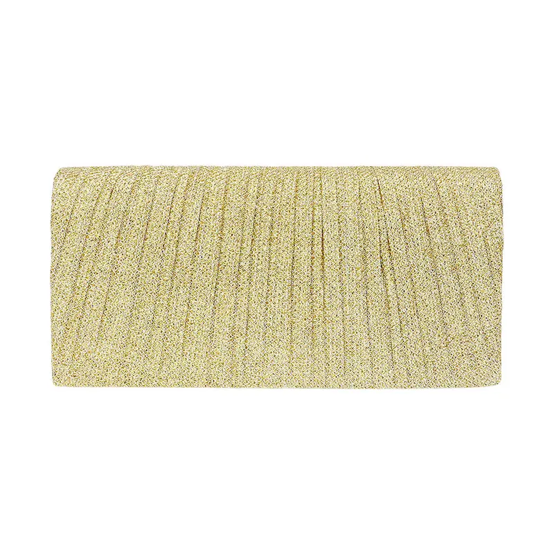 Pleated Shimmery Evening Clutch Crossbody Bag 2