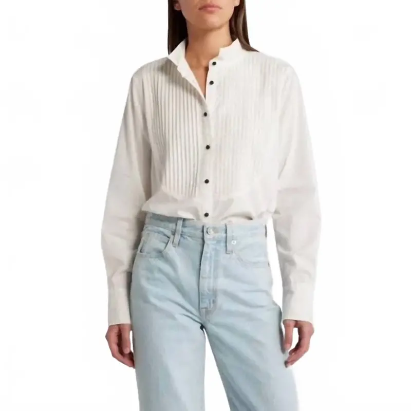 Pleated Tux Top In White 1