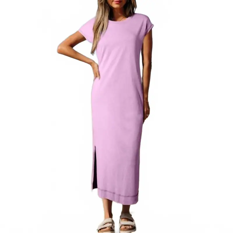 Pocketed T-Shirt Maxi Dress In Wisteria Mineral Wash 1