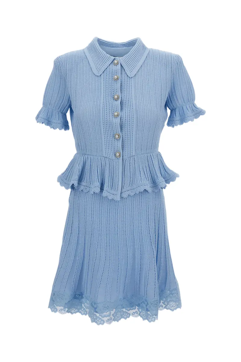 Pointelle Peplum Knit Mini Dress 1