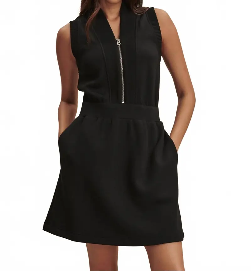 Polyanna Half Zip Dress In Black 1