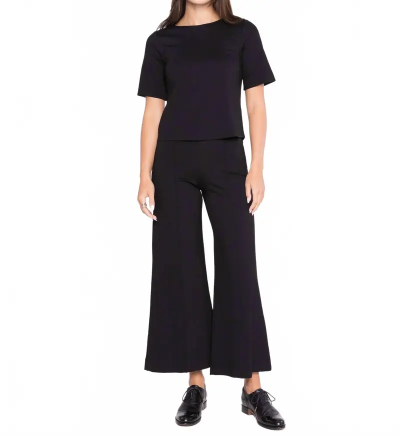 Ponte Knit Wide Leg Pants In Black 1