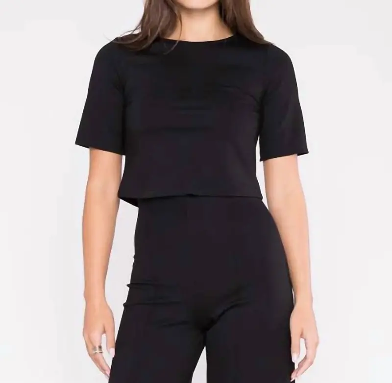 Ponte Short Sleeve Top In Black 1