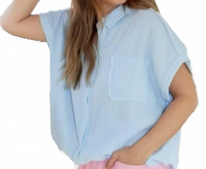 Pool Party Sequin Patch Shirt In Baby Blue 1