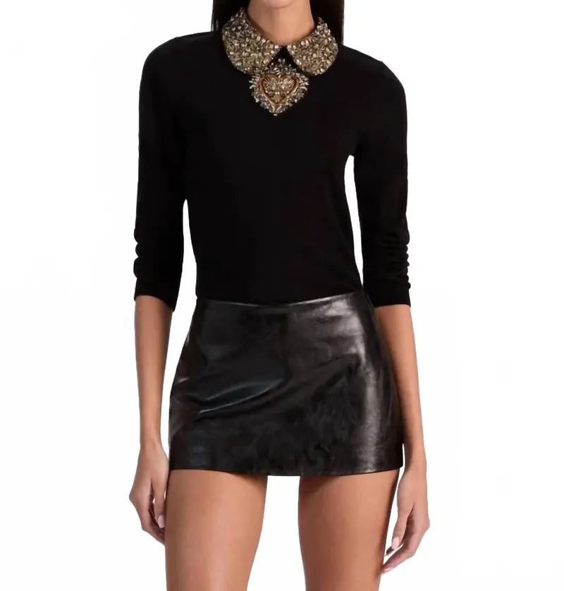Porla Collared Sweater In Black 1
