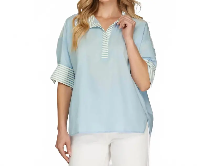 Prep Oversized Top In Light Blue 1