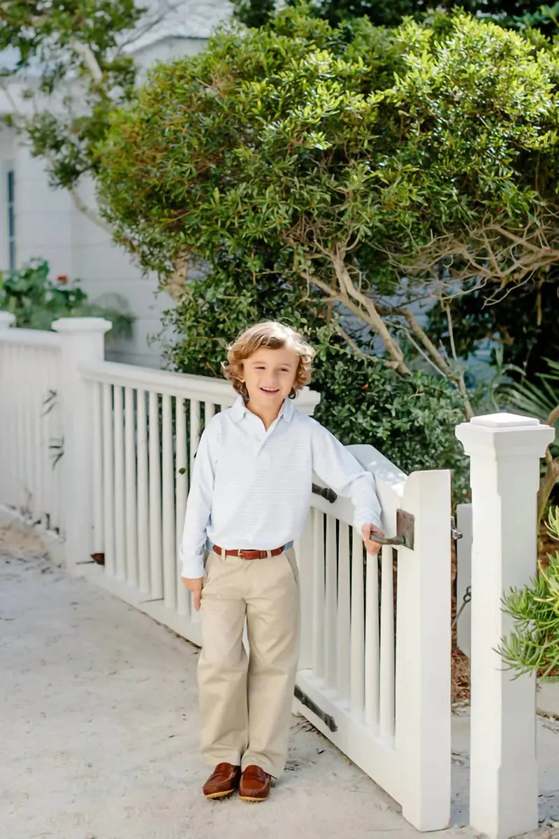 Prep School Pants In Keeneland Khaki With Nantucket Navy Stork 1