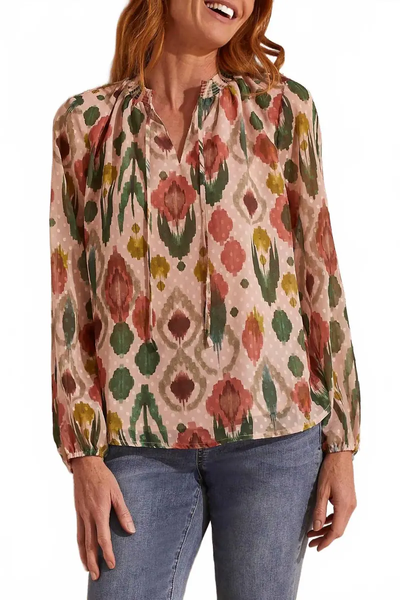 Print Poly Blouse In Vine 1