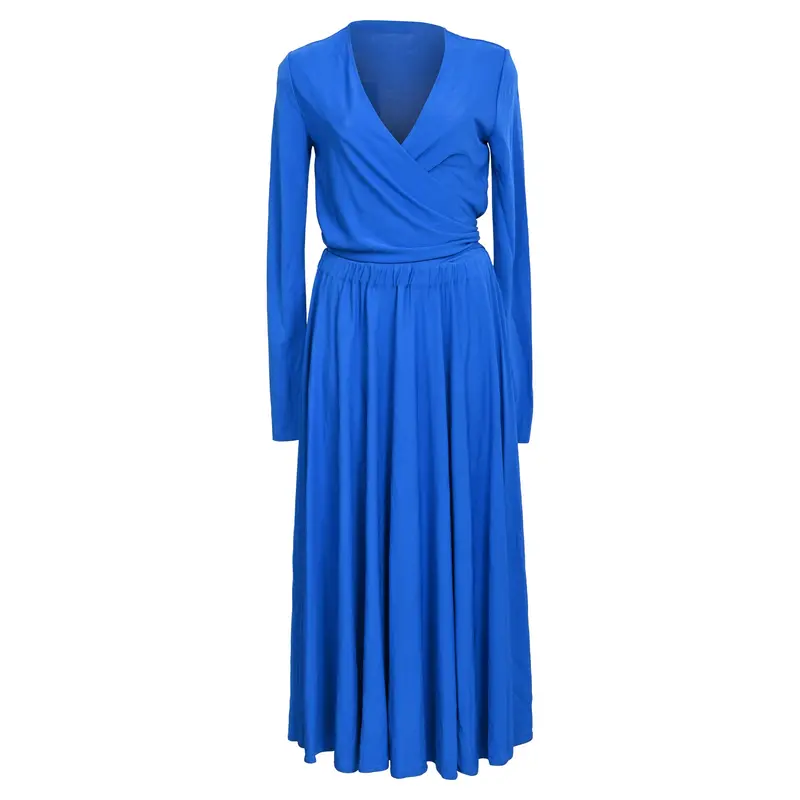 Proenza Schouler White Label Crepe Wrap Dress In Blue Viscose 1