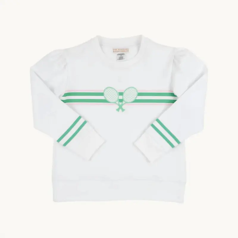 Puff Sleeve Cassidy Comfy Crewneck Sweater In Worth Avenue White 2