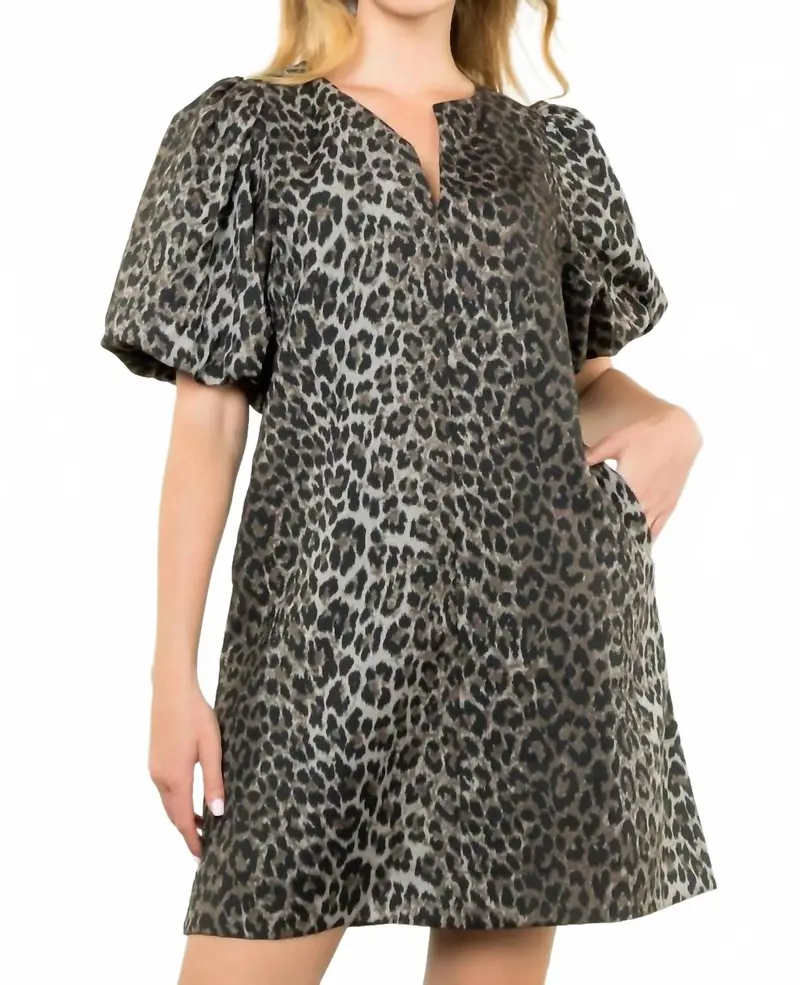 Puff Sleeve Dress In Cheetah 1