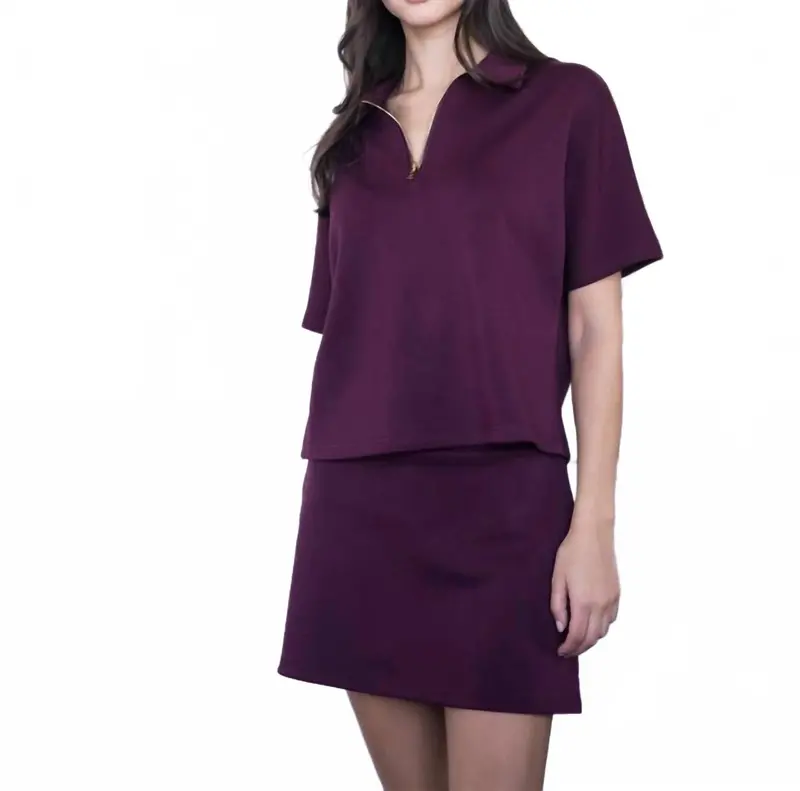 Pull-On Skort In Burgundy 1