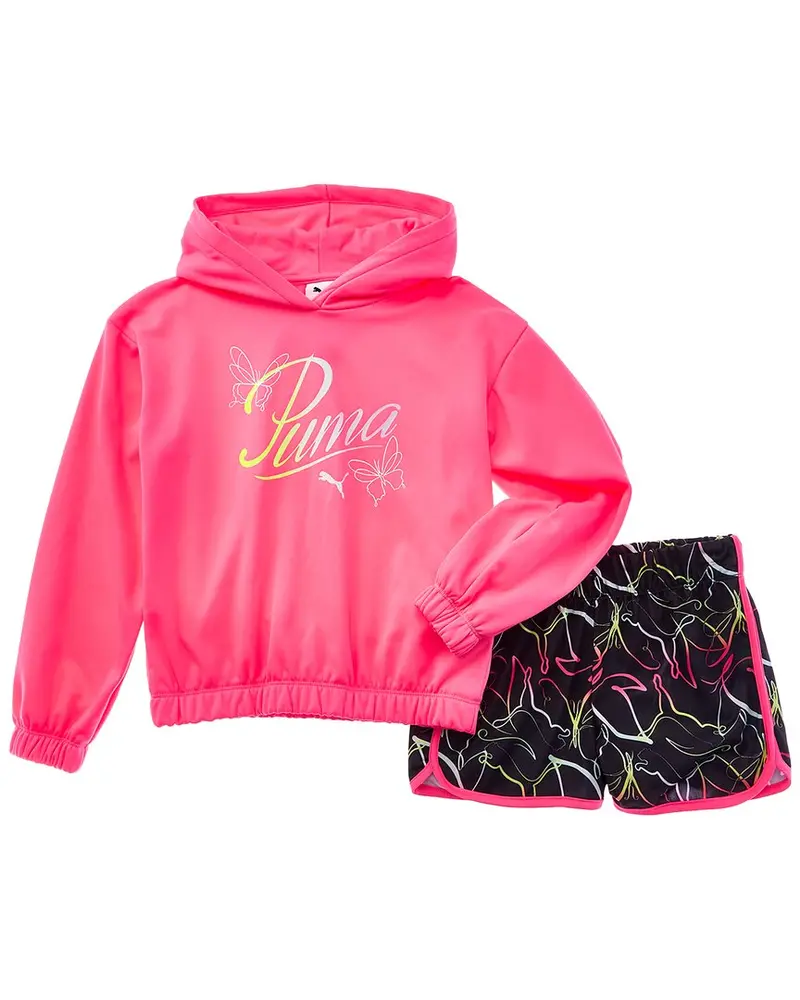 Puma 2Pc Fleece Hoodie & Tricot Short Set 1