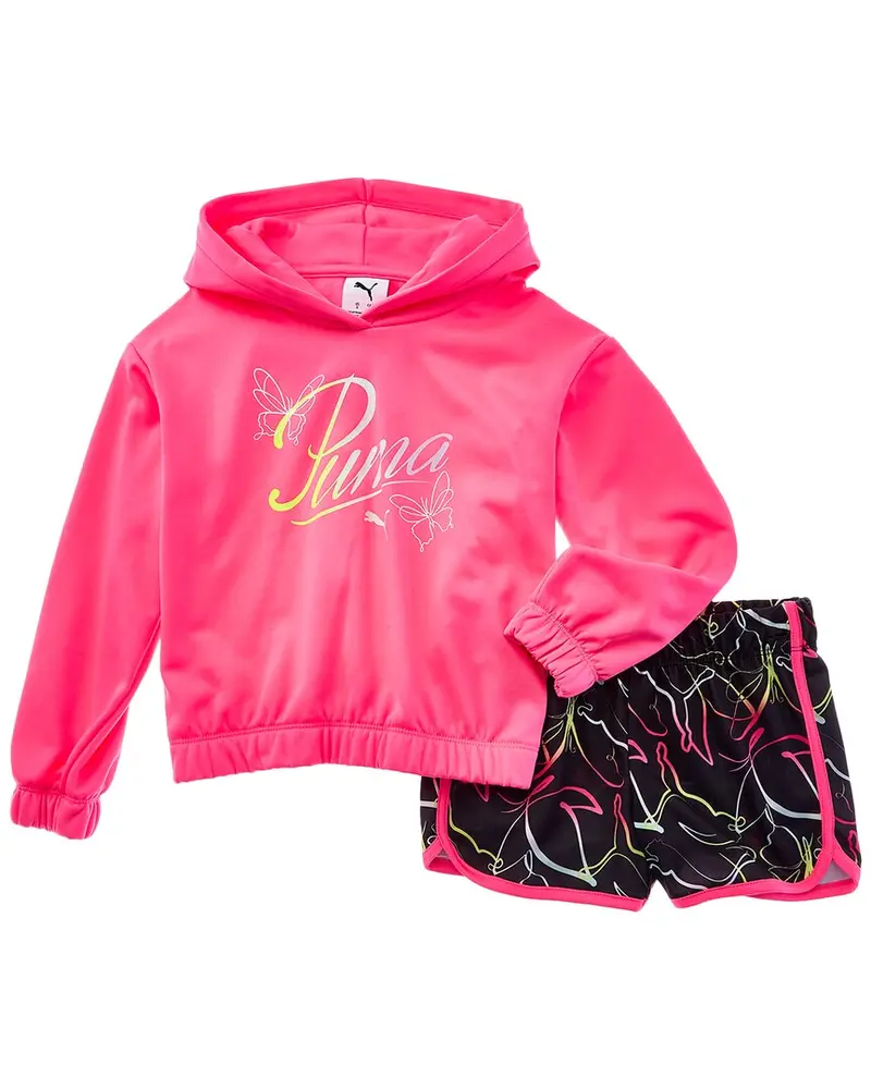 Puma 2Pc Fleece Hoodie & Tricot Short Set 1