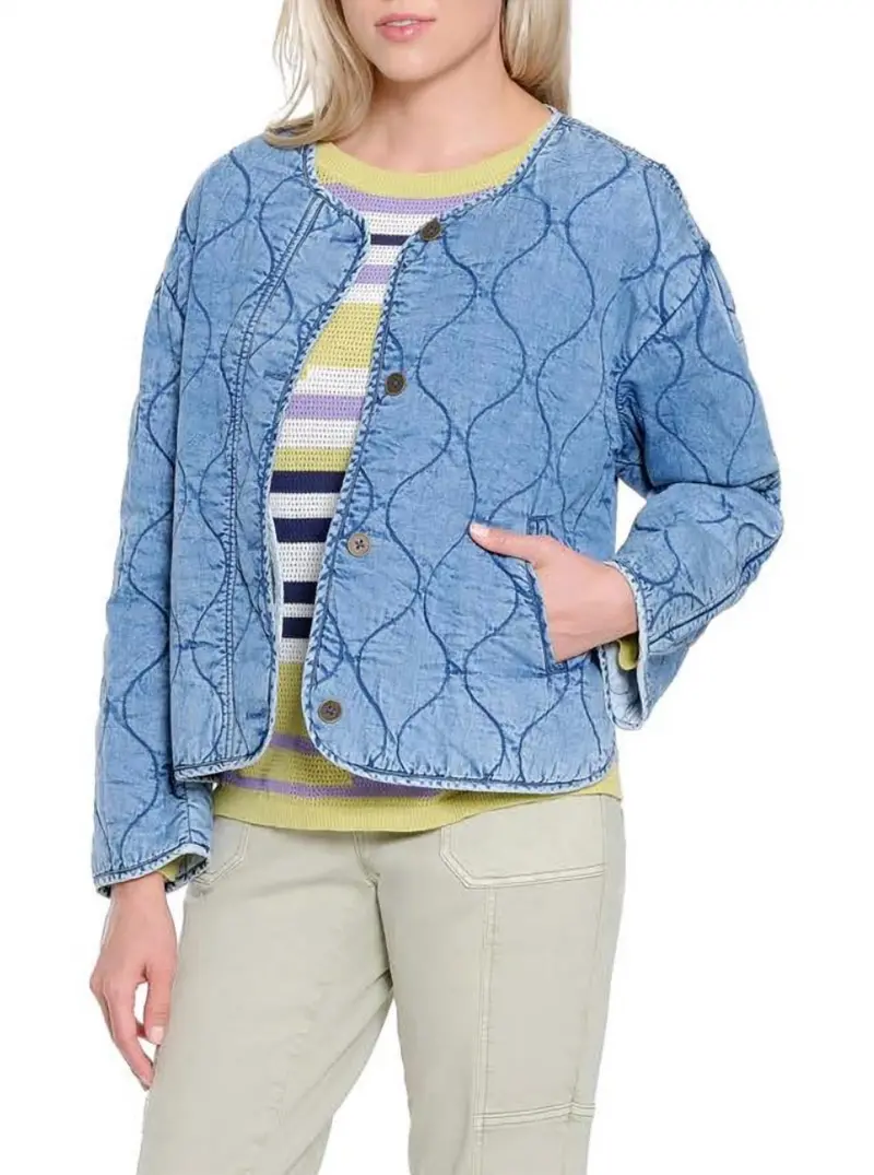 Quilted Denim Jacket In Medium Indigo 1