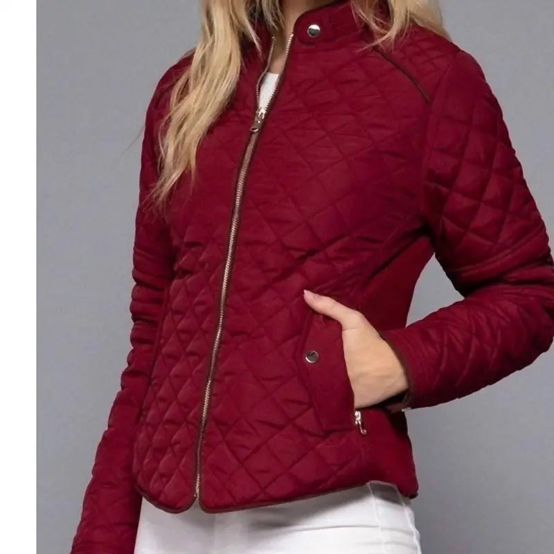 Quilted Padding Jacket In Dark Wine 1
