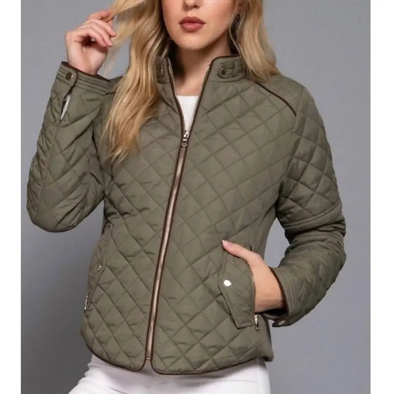 Quilted Padding Jacket In Olive 1