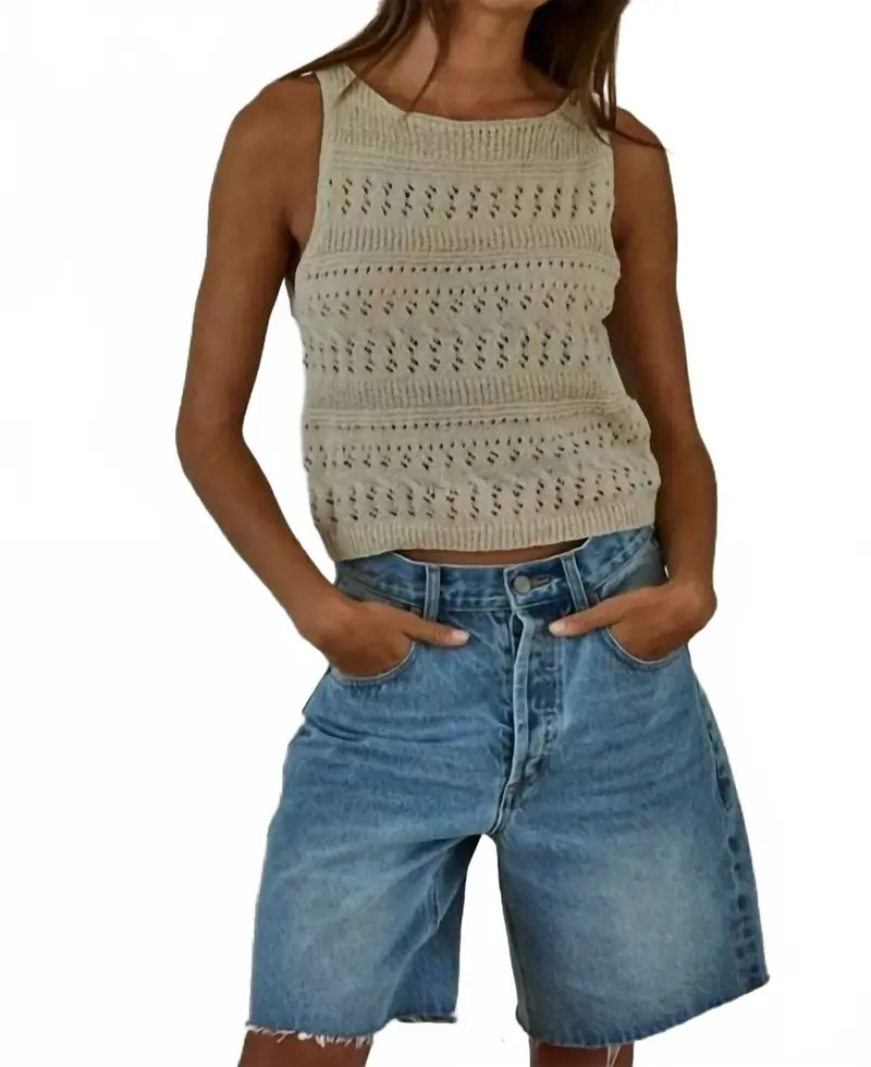 Rael Sleeveless Sweater Pullover Top In Light Taupe 1