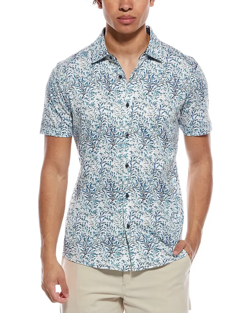 Raffi Leaf Print Button Shirt 1