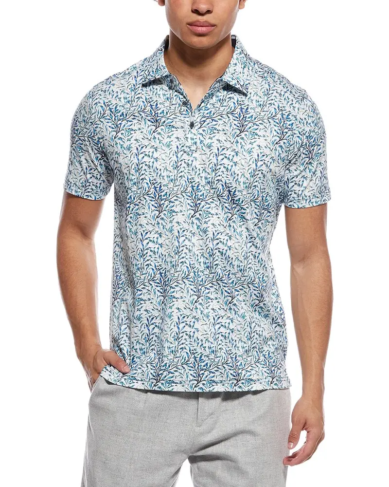 Raffi Leaf Print Polo Shirt 1