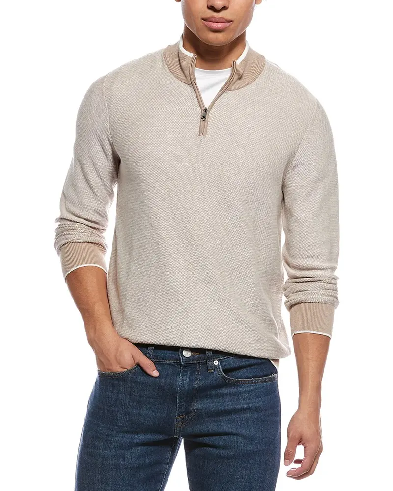 Raffi Links Stitch Zip Mock Neck Sweater 1