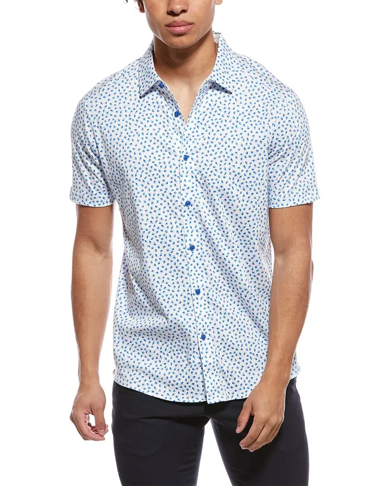 Raffi Mini Leave Print Button Shirt 1