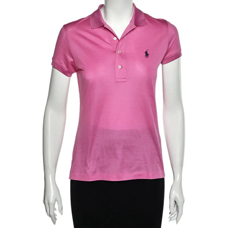 Ralph Lauren Pink Cotton Pique Short Sleeve Polo T-Shirt 1