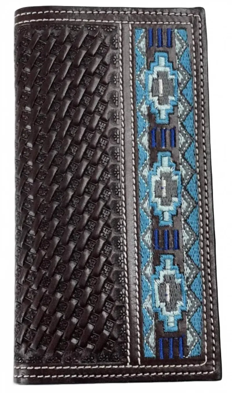 Ranger Beaded Leather Rodeo Wallet In Black/Blue 1