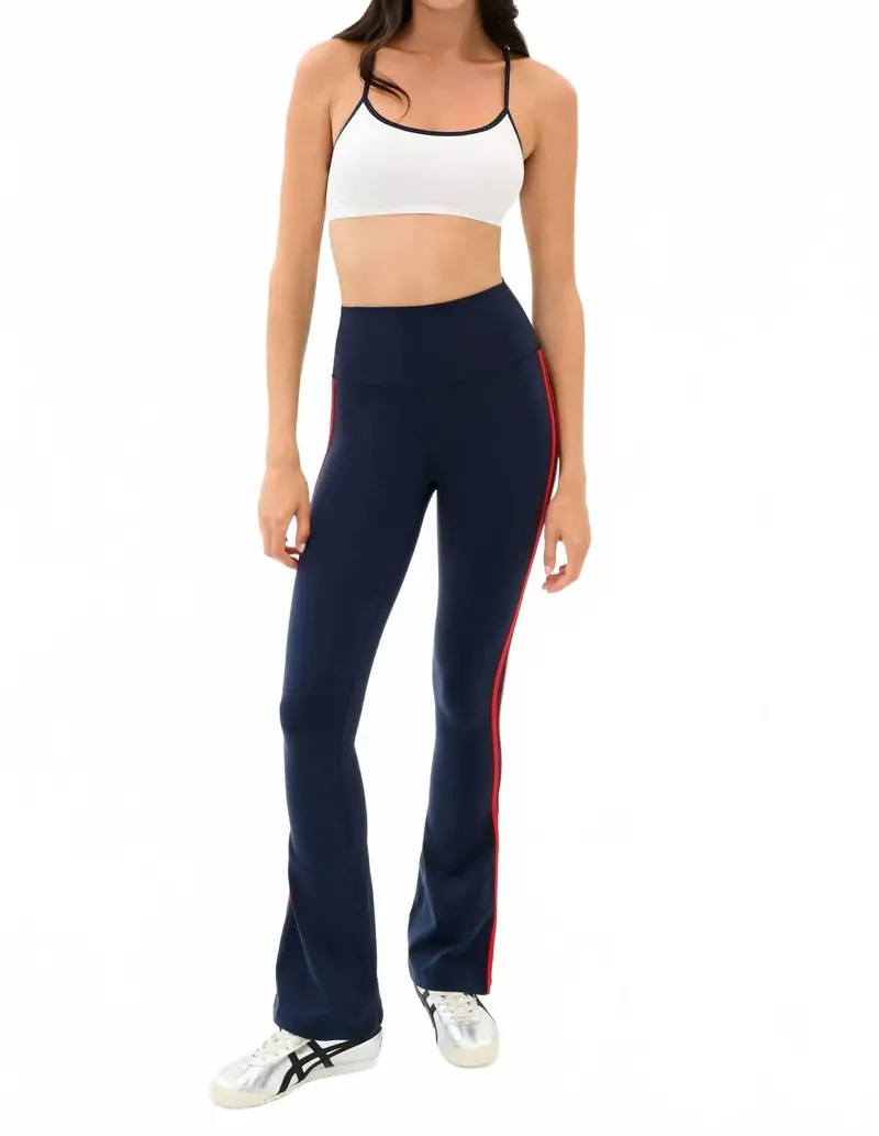 Raquel High Waist Supplex Flare Pants In Indigo Lotus Red 1