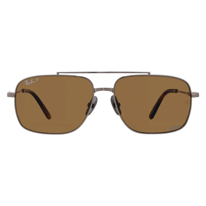 Ray Ban Michael Titanium Polarized Brown Navigator Unisex Sunglasses Rb8096 9266An 59 1