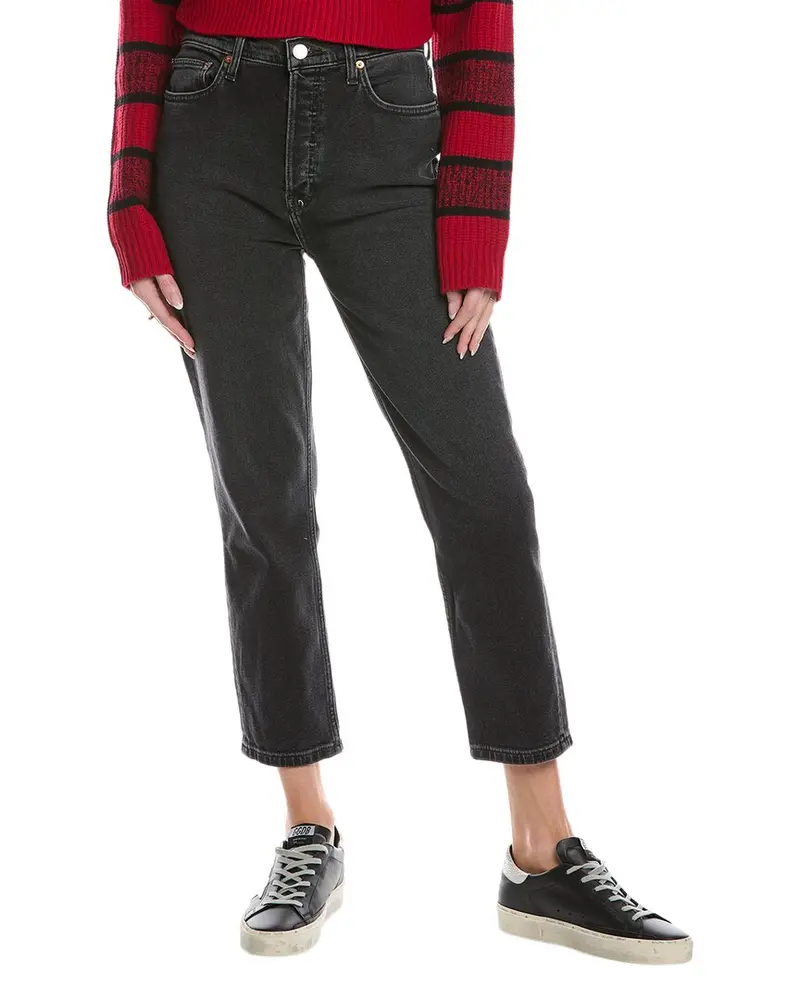 Re/Done 90'S High-Rise Washed Noir Ankle Crop Jean 1