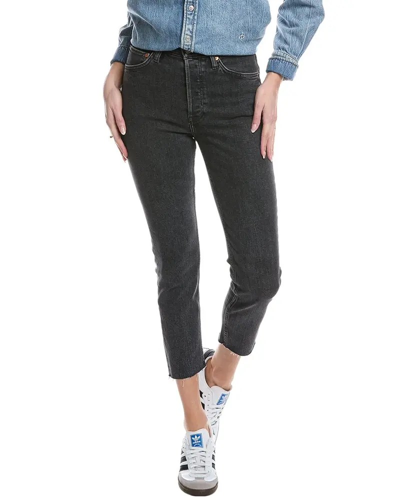 Re/Done 90S Noir High-Rise Ankle Crop Jean 1