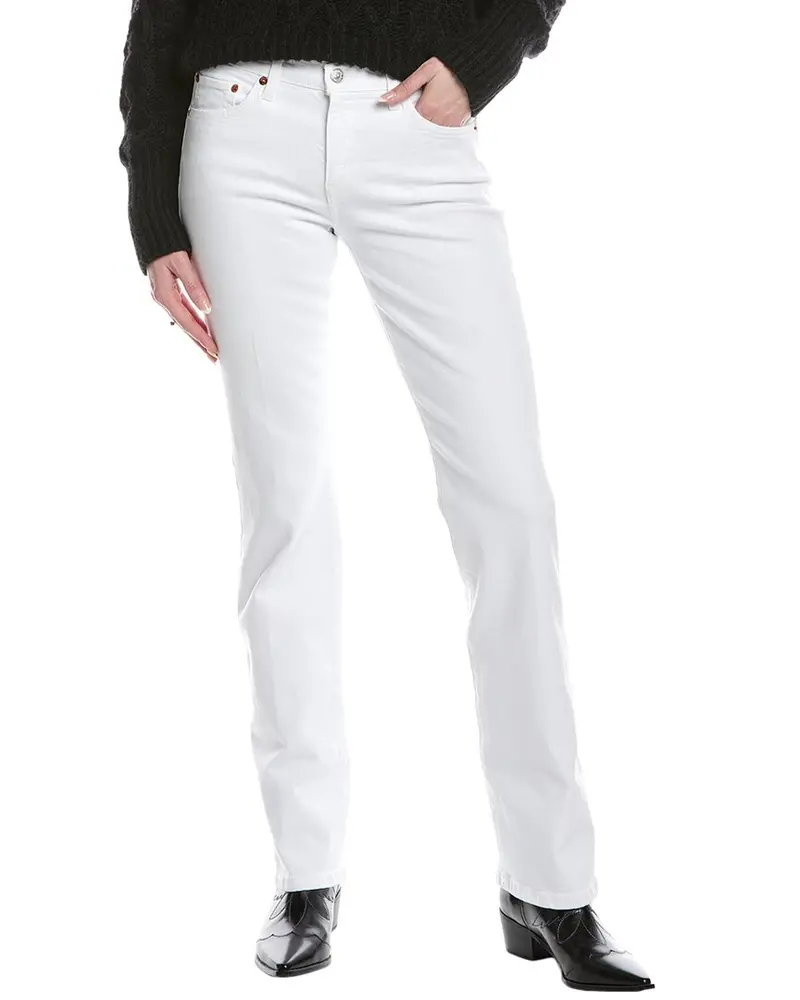 Re/Done Mid-Rise White Baby Boot Jean 1