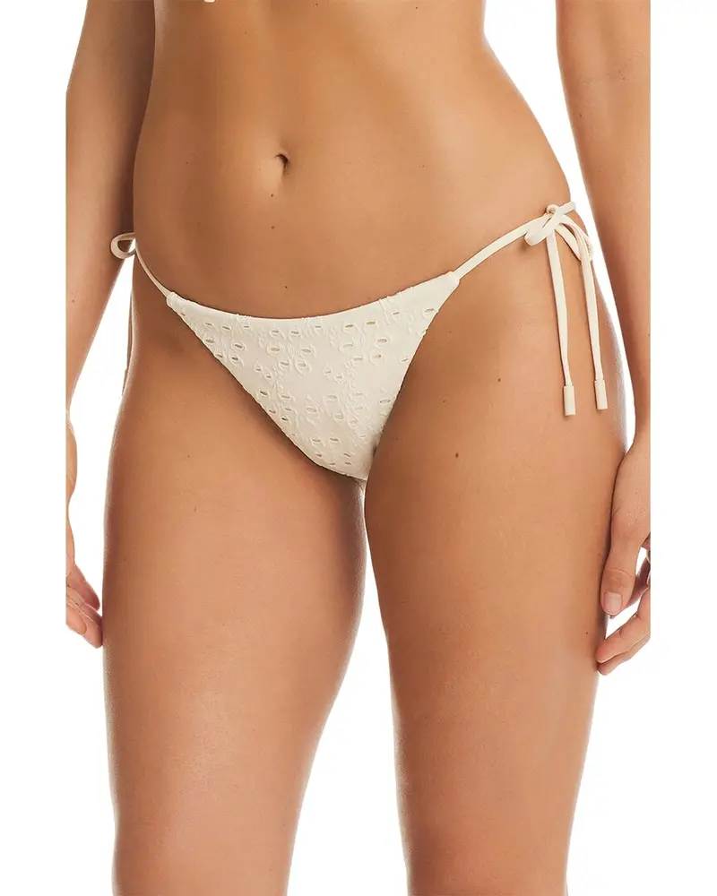 Red Carter Eyelet Tie Side Swim Bottoms 1