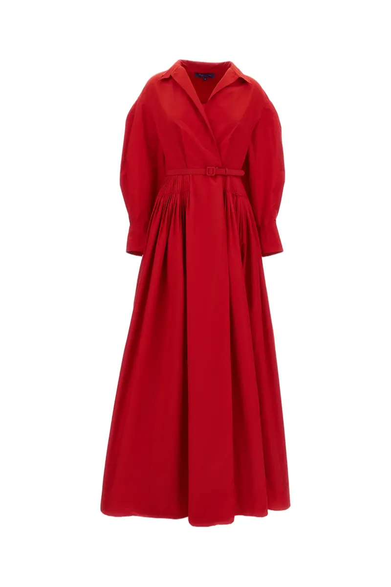 Red Daley Long Sleeve Technical Poplin Gown 1