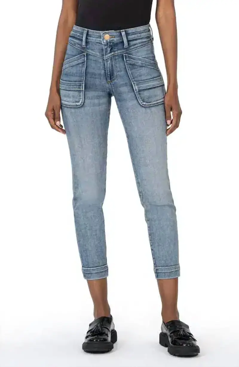Reese High Waist Crop Skinny Jeans In Electric 1