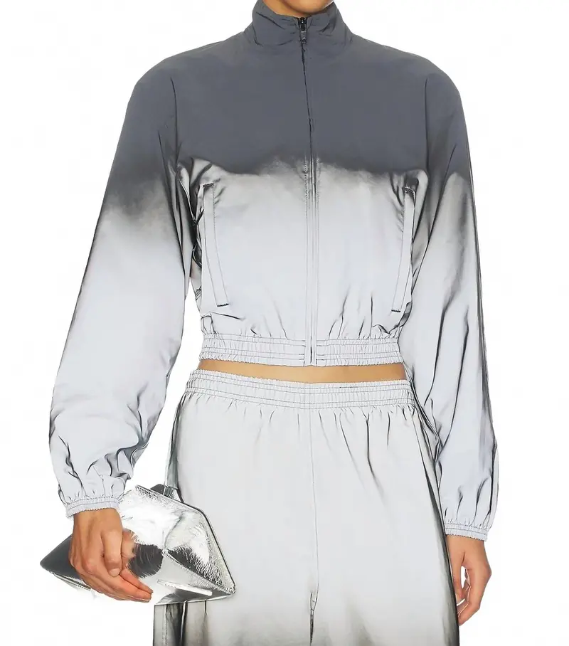 Reflective Shrunken Track Jacket In Metalic Silver/Black 1