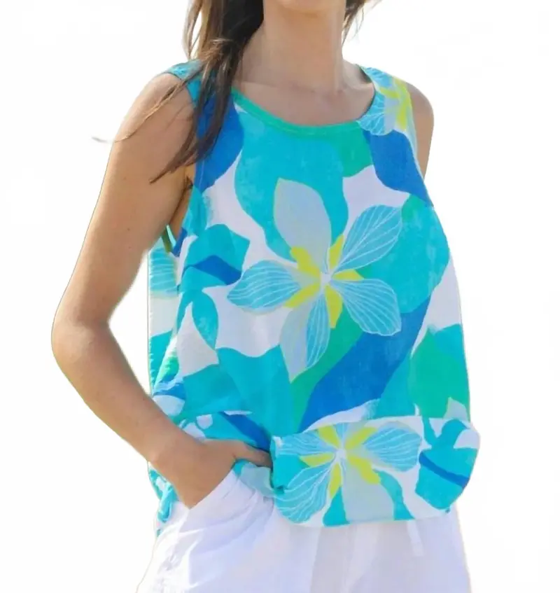 Regatta Floral Button Back Floral Tank Top In Maui 1