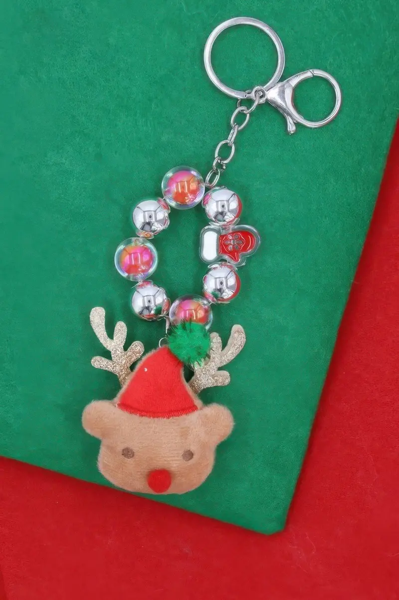 Reindeer Santa Christmas Keychain Charm 1