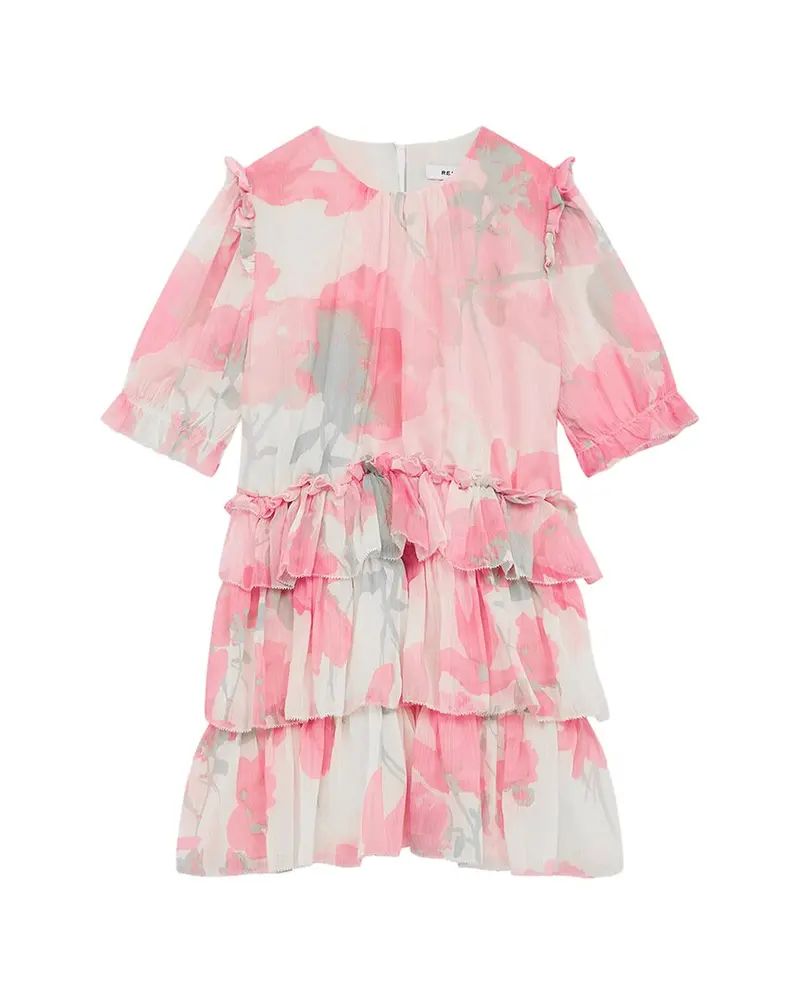 Reiss Henrietta Tiered Printed Dress 1