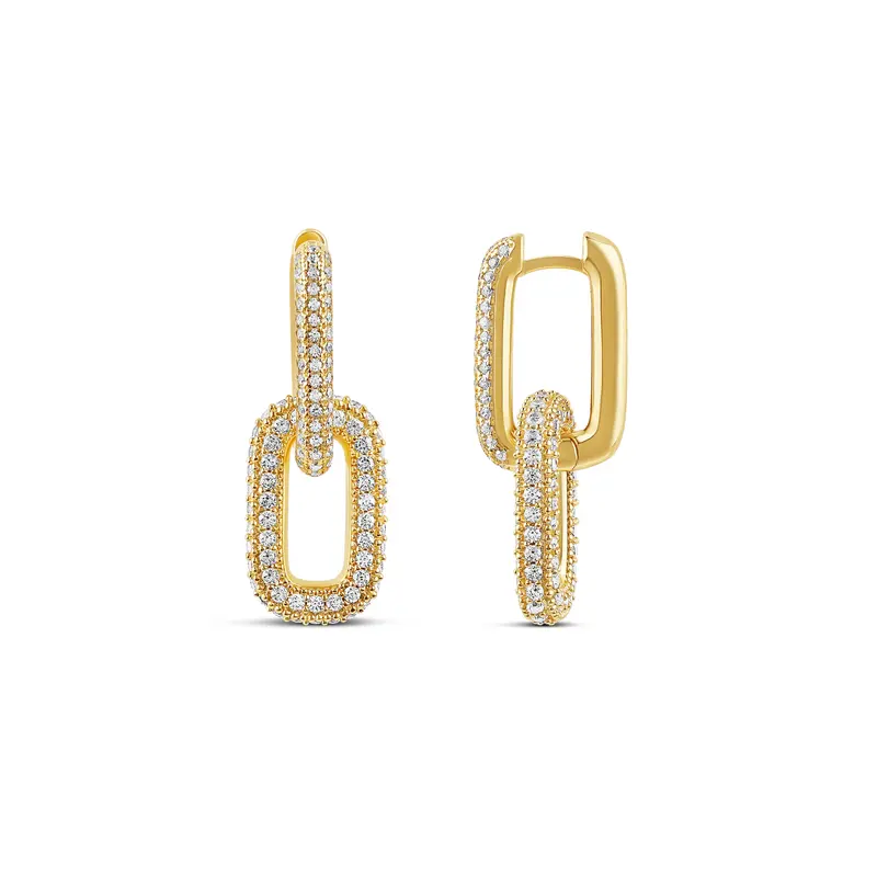 Removable Link Pavé Drop Earrings — 14K Gold Filled, Rhodium Plated, Cubic Zirconia Detailing, Day To Night 1
