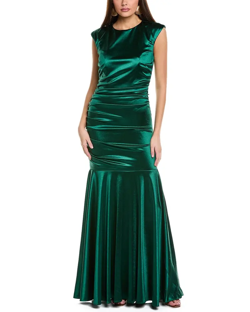 Rene Ruiz Hand-Draped Metallic Stretch Gown 1