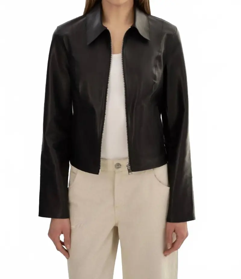 Reversible Leather Jacket In Black/Silver 1