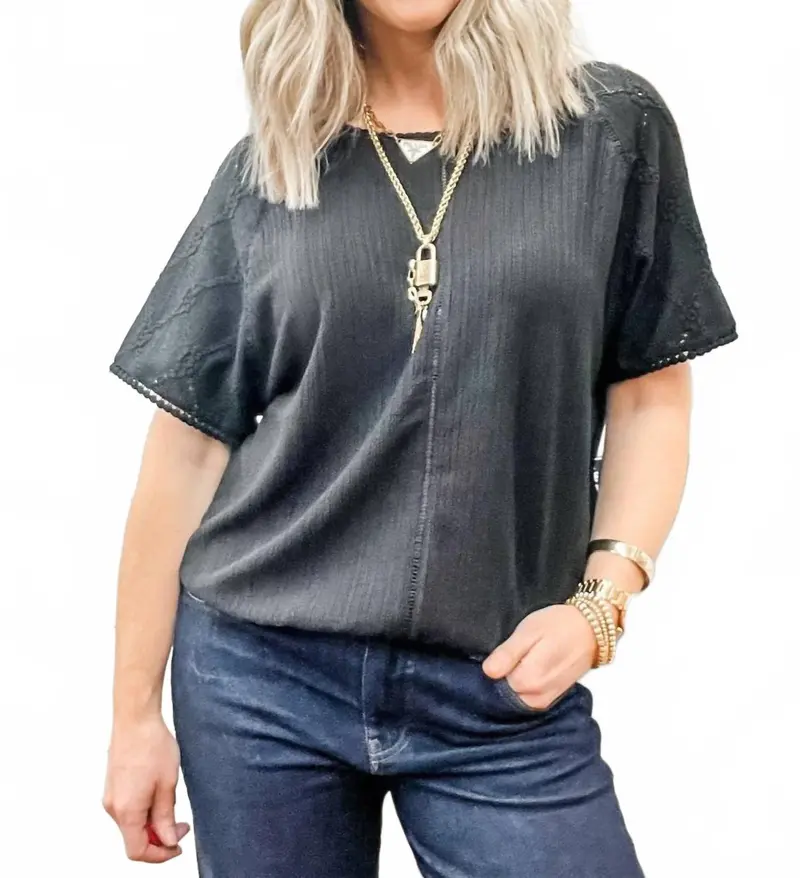Reversible Short Sleeve Top In Black 1